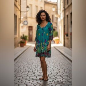 Funky People | Long Sleeve Colorful Floral Unique Funky Dress Size S Small